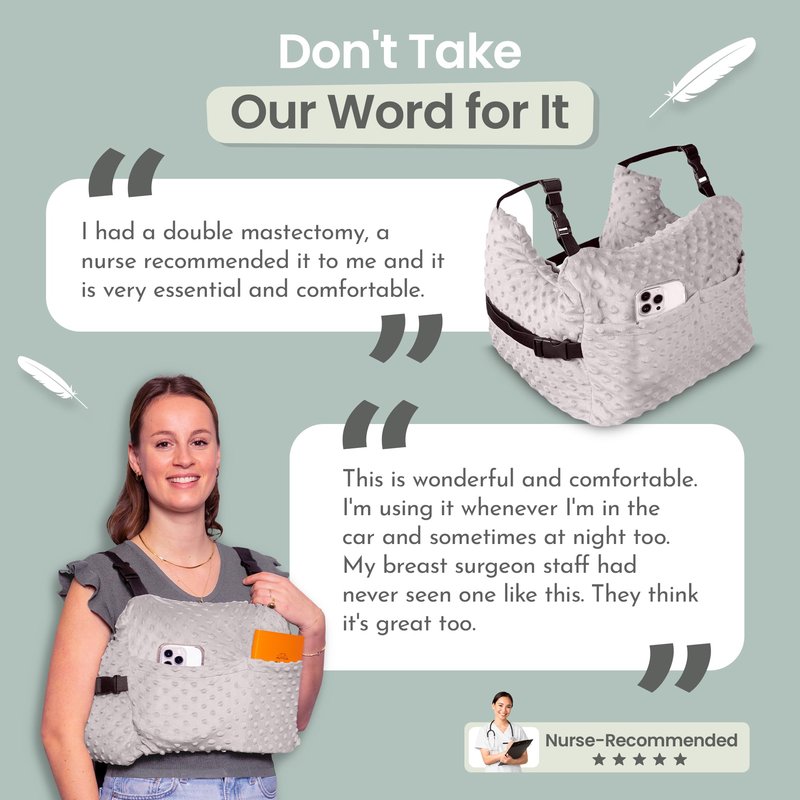 MOYOAMA Post Mastectomy Pillow – Hands-Free Protection with Secure Strap & Easy-Clean Washable Cover Breast Surgery Must Haves,Breast Reduction Recovery Supplies,Breast Augmentation