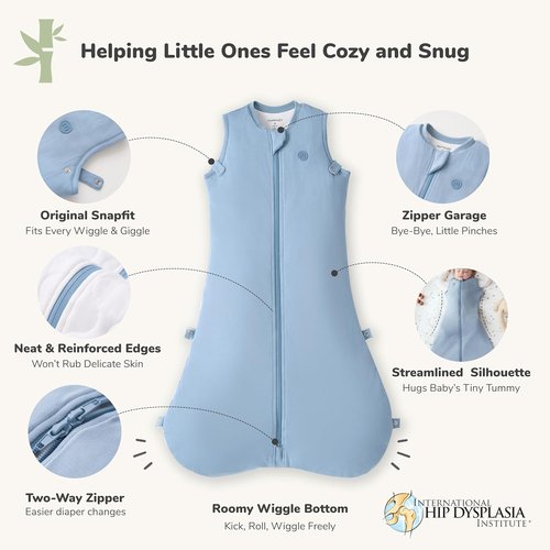 Momcozy Baby Sleep Sack - 1.5 TOG Wearable Blanket with Plush Filling & Two-Way Zipper | Small, Blue