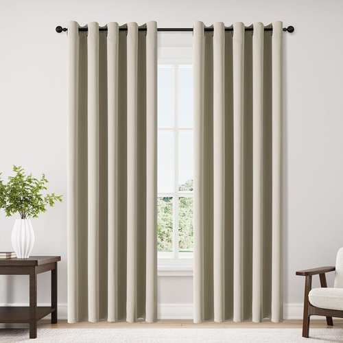 ChrisDowa Blackout Curtains - 70-Inch Wide Thermal Insulated Room Darkening Panels (Beige, 70 x 84 Inch)