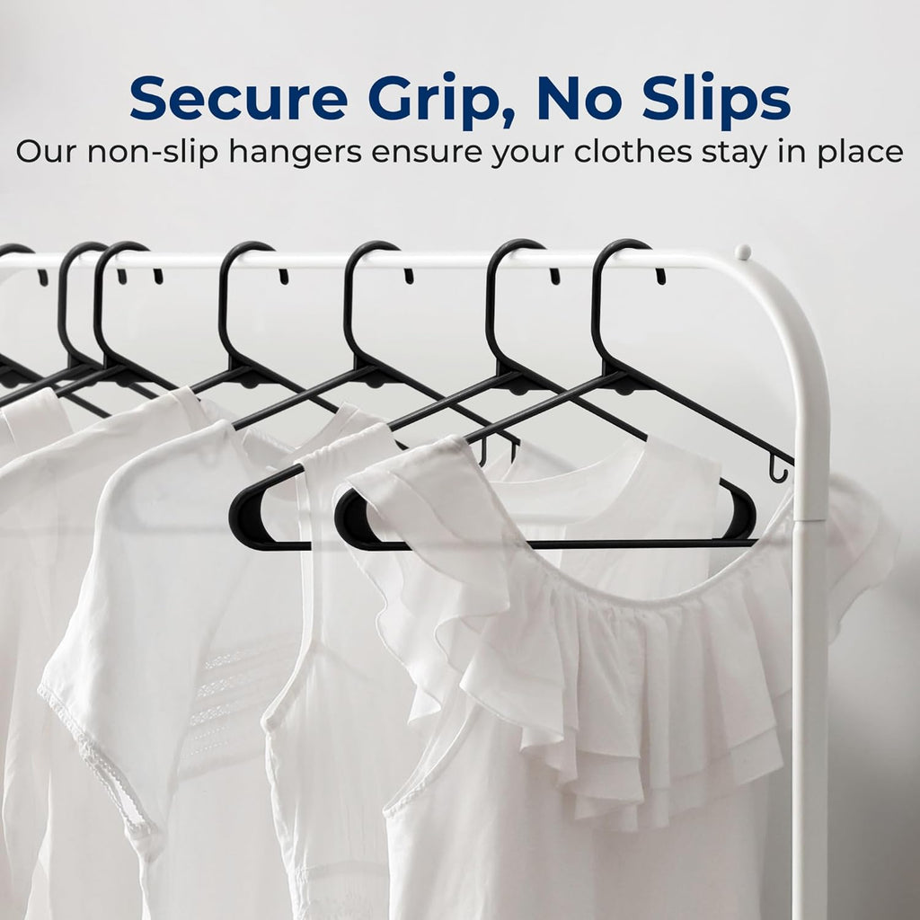 SereneLife Premium Plastic Hangers - Durable, Lightweight Clothes Organizers | 20 Pack in Black