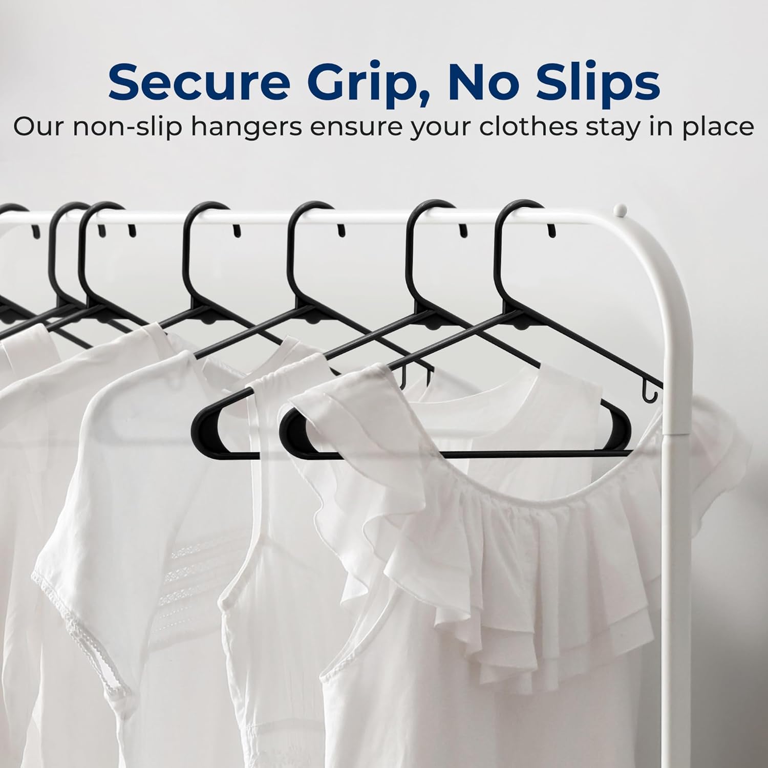 SereneLife Premium Plastic Hangers - Durable, Lightweight Clothes Organizers | 20 Pack in Black