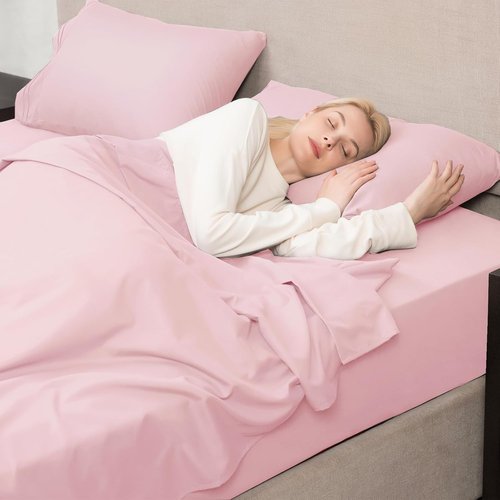 Mejoroom Queen Size Sheet Set - Luxury 1800 Thread Count Bedding | Soft, Breathable, Wrinkle-Resistant - 4 Pieces (Blush Pink)