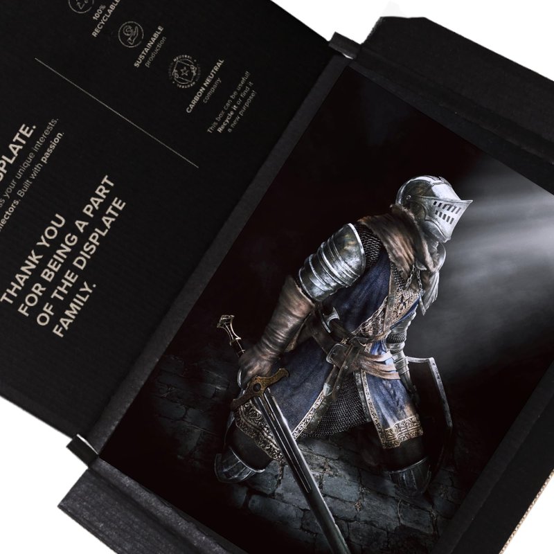 Displate Metal Poster Dark Souls - Lordran - Chosen Undead - Easy Magnetic Mounting – Knight Collectible Gift for Gamer - Fantasy Wall Art Room Decor Bedroom Posters - 12.6x17.7 in