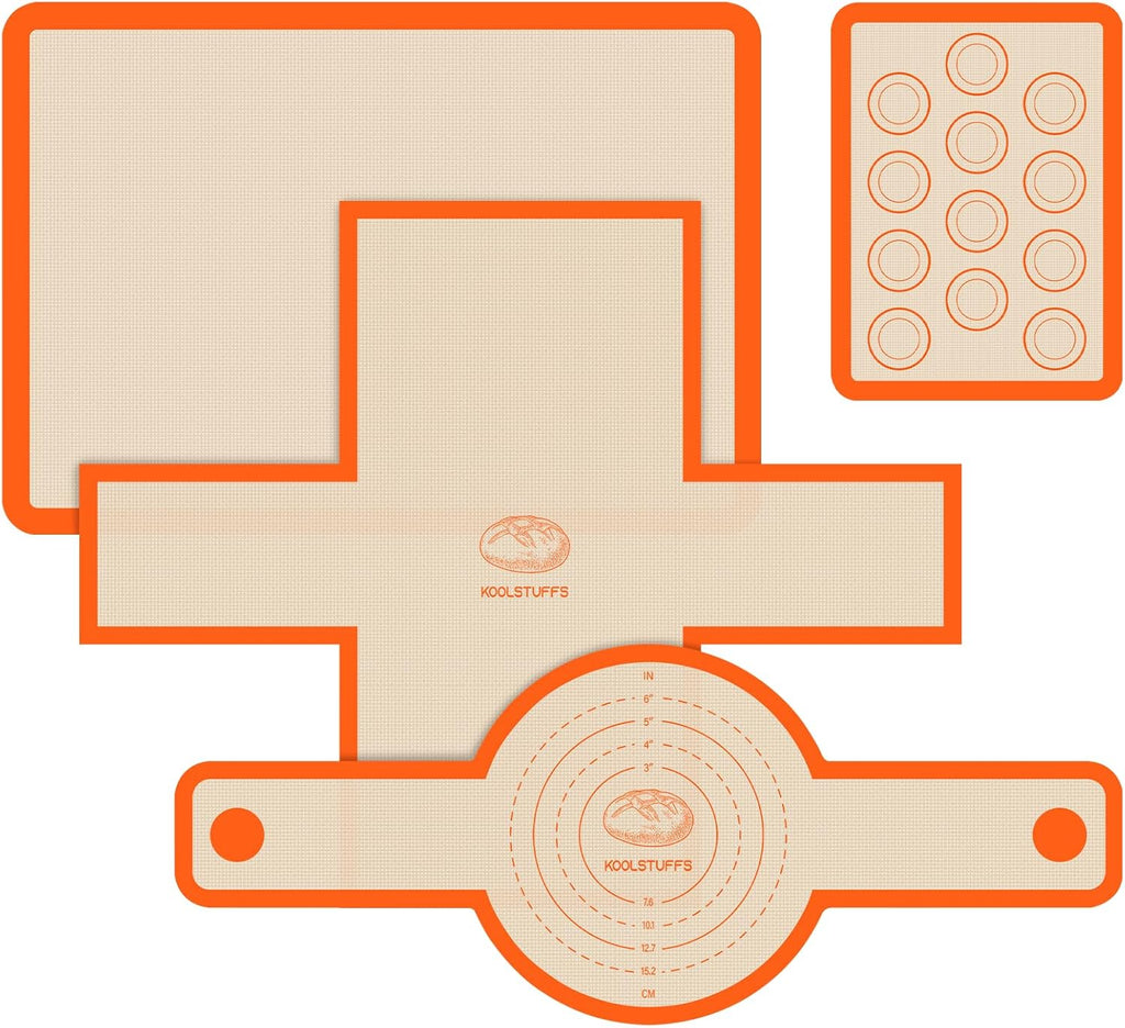 Silicone Baking Mat Set - Non-Stick, Reusable Food Safe Mats for Baking Cookies & Bread
