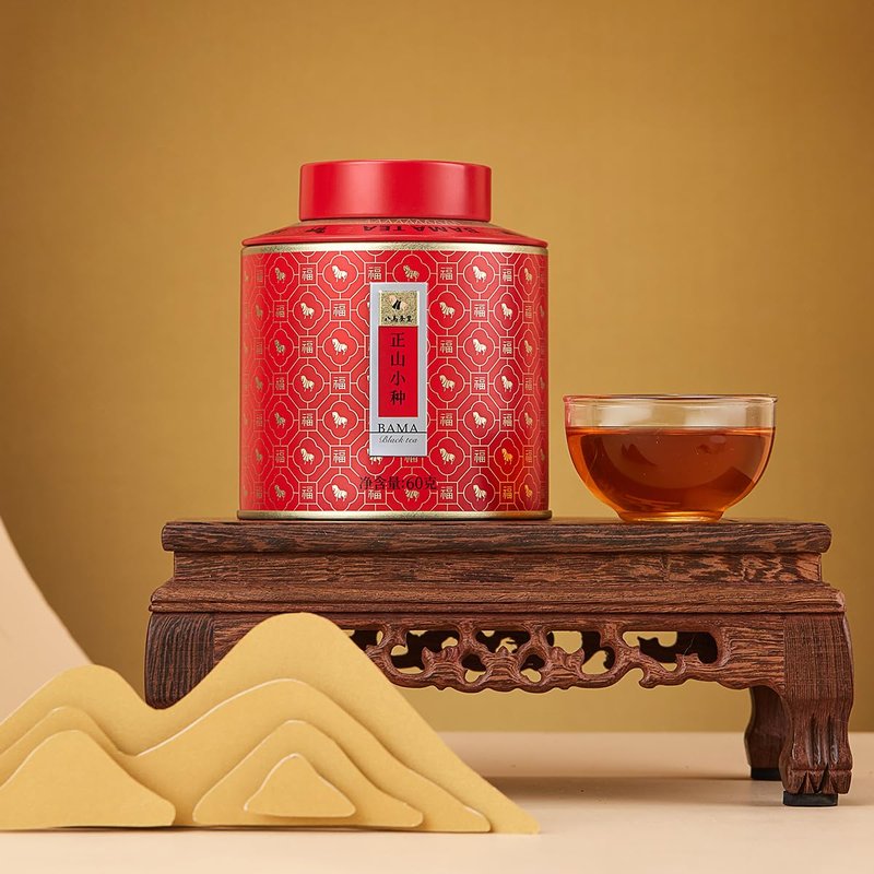 BAMATEA Premium Unsmoked Lapsang Souchong Tea Loose Leaf - Traditional Zhengshan Xiaozhong Black Tea for Gifting, 2.12oz Airtight Canister