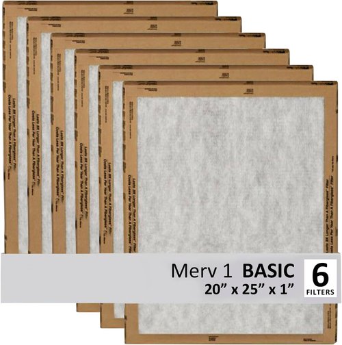 Filtrete 20x25x1 Air Filter - 3M MERV 1 HVAC AC Furnace Replacement | 6-Pack (Actual Size 19.69x24.69x0.88 in)