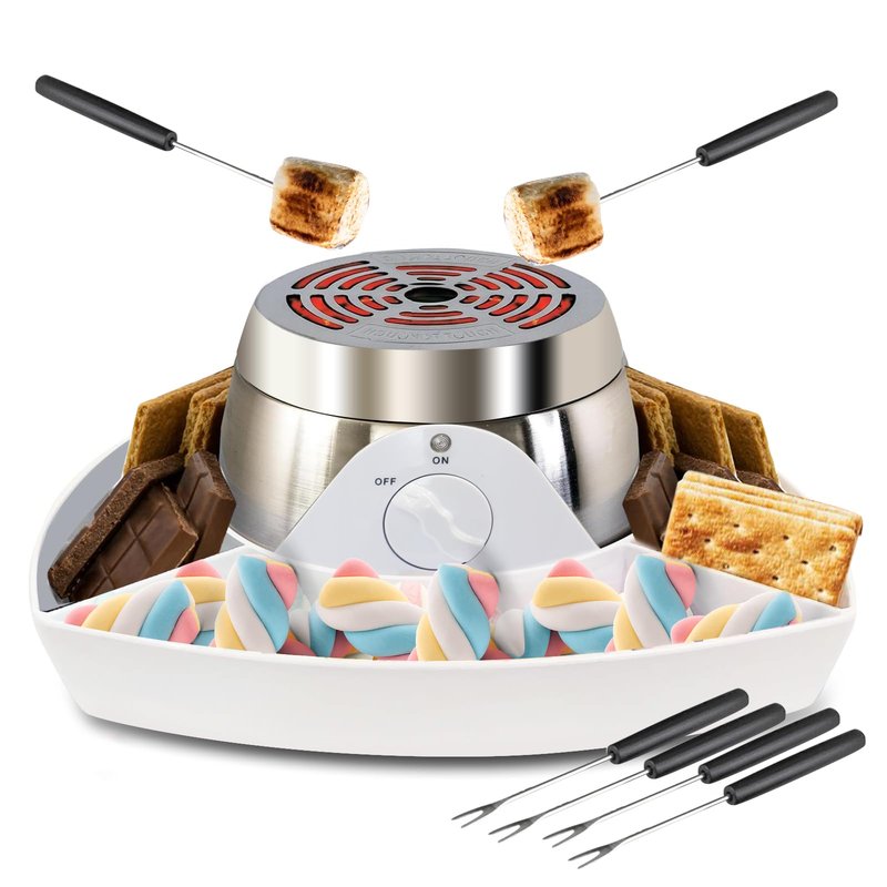 Smores Maker Tabletop Indoor Kit, Indoor Smore Maker Smores Kit Flameless Electric S'mores Maker, Tabletop Smores Maker,Movie Night Supplies Housewarming Christmas Gifts, 120V