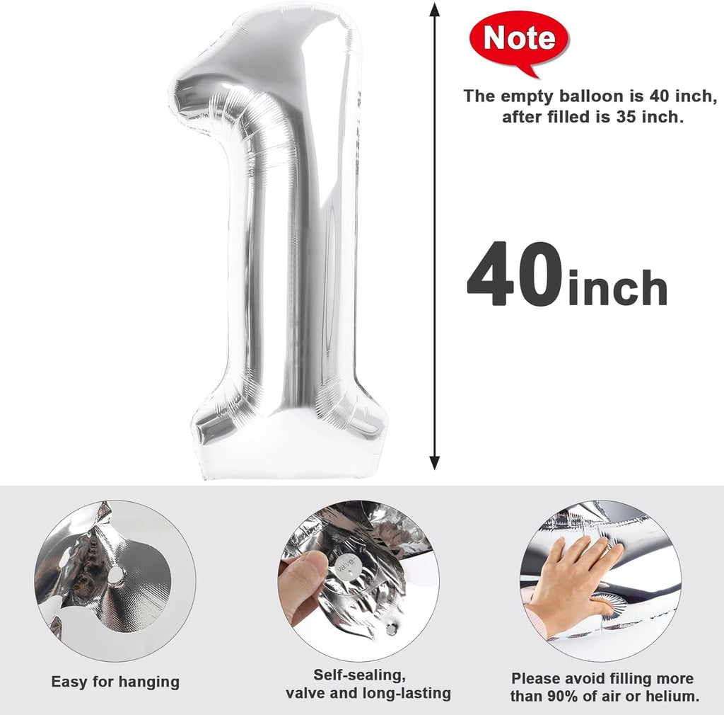 Number Balloon - 40 Inch Silver Foil 10th Birthday Decorations for Men & Women | Perfect for Weddings & Anniversaries