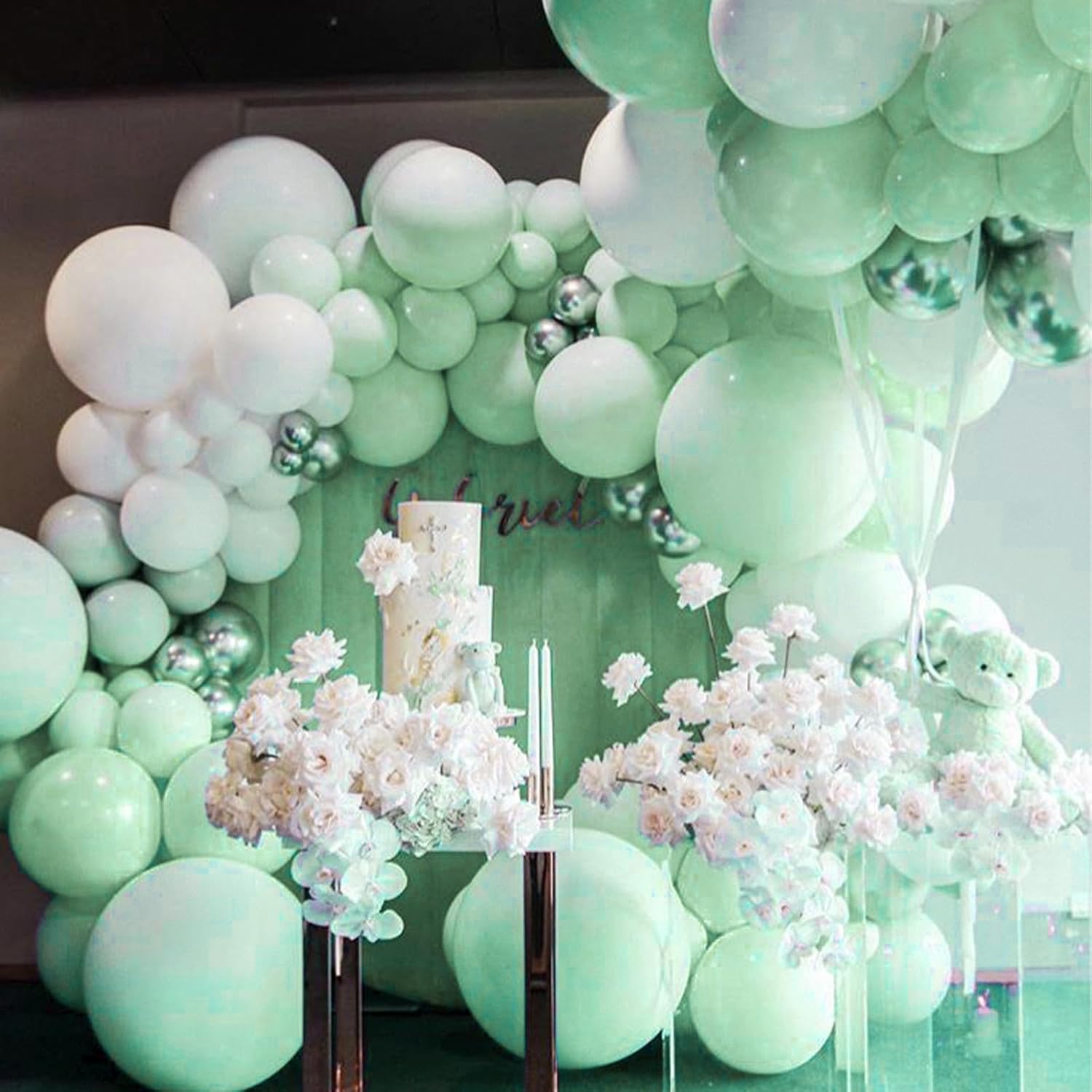 PartyWoo Mint Green Balloons - 50 Pcs 12 Inch Pastel Latex Helium Balloons for Celebrations