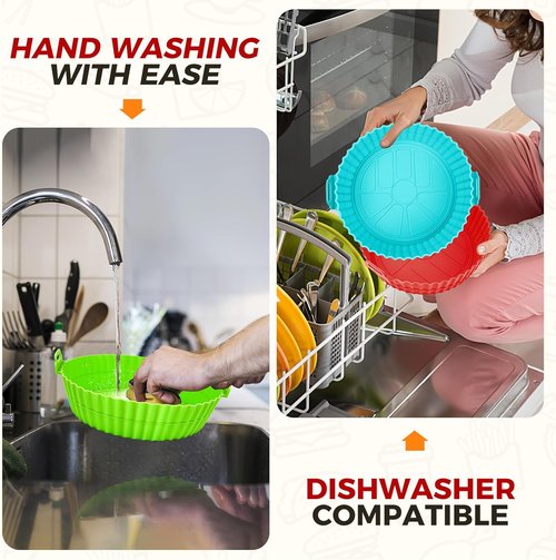 Buauty Air Fryer Silicone Liners - 8-Inch Reusable Food Grade Silicone Pot | 3-Pack Baking Accessories