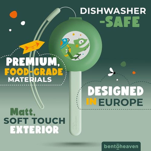 Bentoheaven Kids Travel Utensils Set - Food-Grade Stainless Steel & BPA-Free - Dishwasher Safe, Chameleon Color