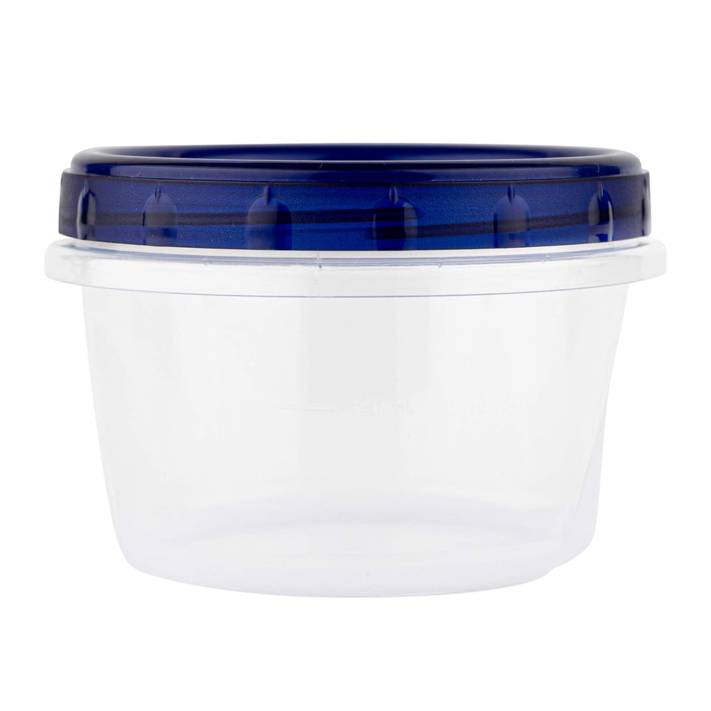 PLASTICPRO [4 oz 144 Pack] Twist Top Deli Containers Clear bottom With blue Top Twist on Lids Reusable, Stackable, Food Storage Freezer Container Pack of 144