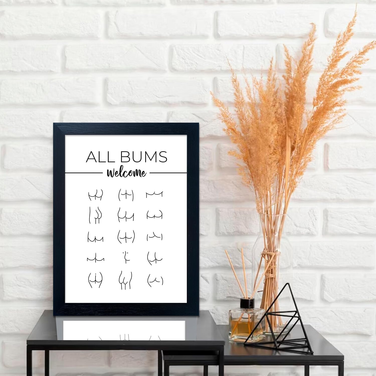 Skiennix Funny Bathroom Wall Art - Humorous Black and White Canvas Print | Modern Minimalistic Decor