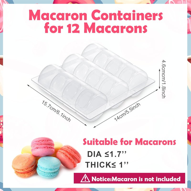 Sherr 24 Pcs Macaron Boxes Clear Plastic Macaron Storage Containers Macaroon Packaging Display Trays for Cookie, Wedding, Party Gifts