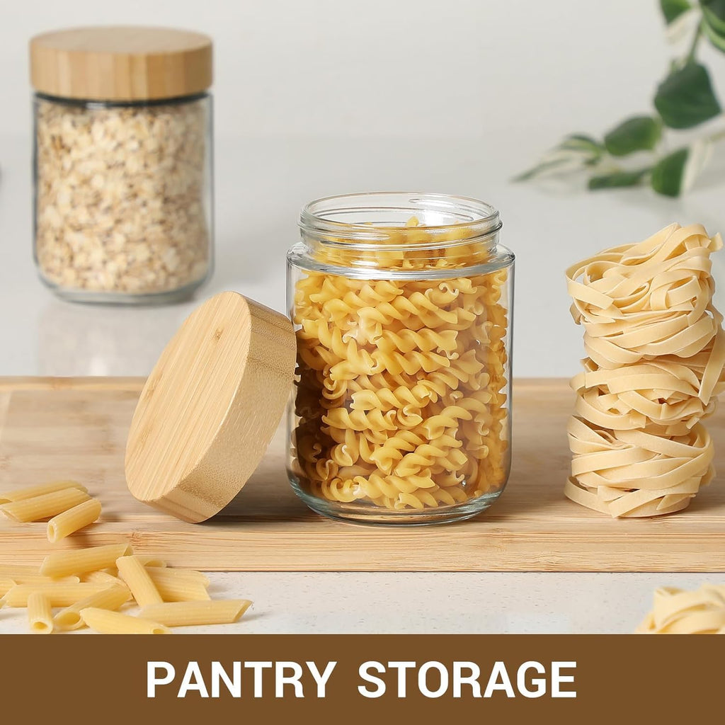 NETANY 16oz Glass Jars - Airtight Lids for Overnight Oats & Food Storage | 6-Pack Wide Mouth Containers