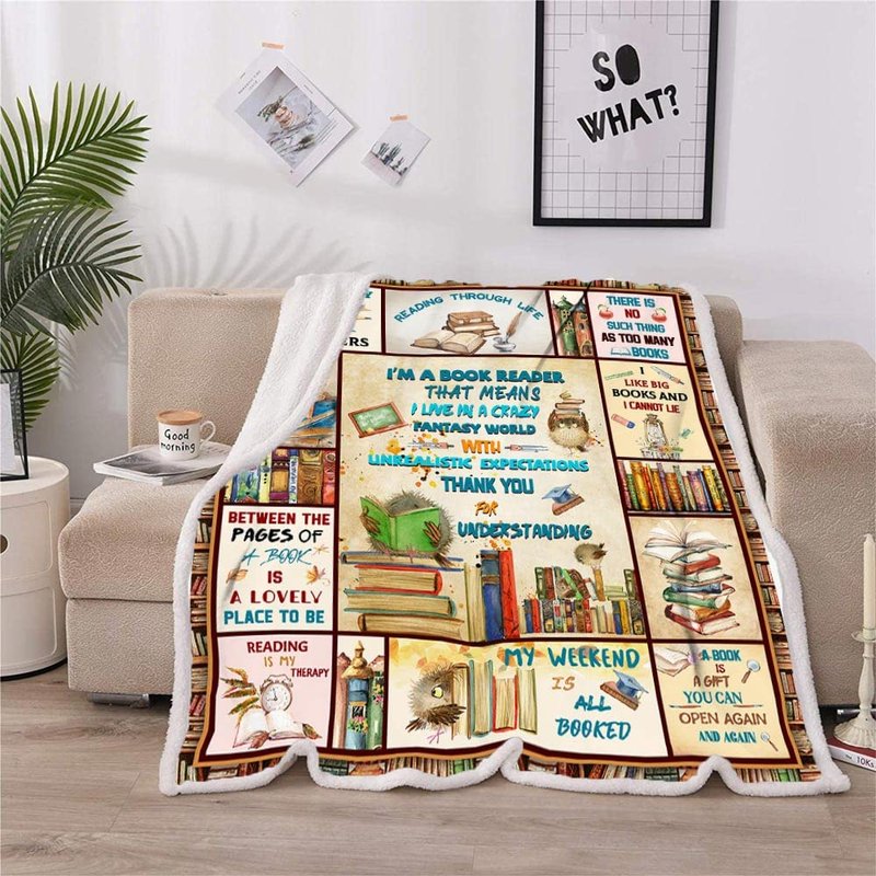 Book Lovers Gifts Blanket, Book Accessories for Reading Lovers, Book Reading Librarian Gifts Throw Blanket, Book Club Bookworm Gifts for Reading Lover Bookish, Literary Gifts Ideas Blanket 60"x50"