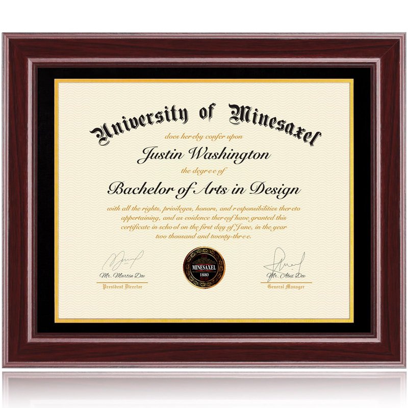 Minesaxel 16x20 Diploma Frames 14x17 with Black Mat, Fits Degree Certificate Document, 20 x 16 Cherry Red Frame with Tempered Glass Panel for Wall Mounting