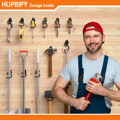 HUPBIPY Heavy-Duty Metal Garage Hooks - 6 Pack S Hooks for Tool Hangers & Storage Organizer