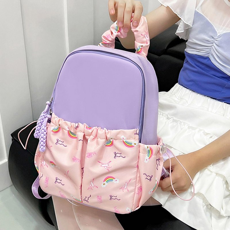 Yitengteng Ballet Backpack Rainbow Prints,Ittle Girls Ballerina Bag,Adorable Pink Kids Backpack for Kindergarten or Primary School (Purple)