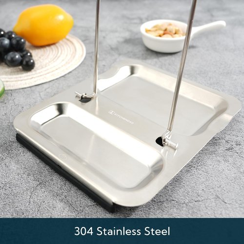 KITCHENDAO Foldable Spoon Rest and Pot Lid Holder for Counter, Non-scratch Silicone Base, Stainless Steel Pan Pot Cover Lid Rack Shelf Stand Holder Spoon Holder Utensil Rest Stove Organizer