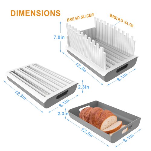 Jumeihui Bread Slicer For Homemade Bread,Bread Slicer Guide For Width Is Adjustable And Replaced,Bread Loaf Slicer With Crumb Tray,Suitability For Homemade Bread, Bagels, Cakes