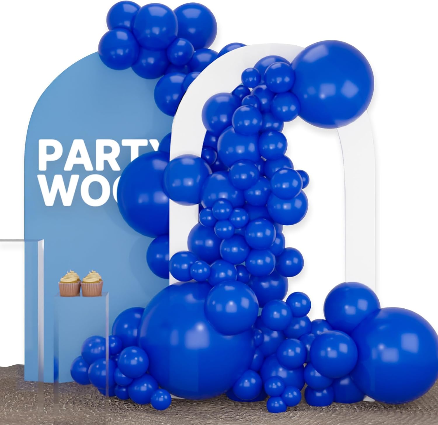 PartyWoo Royal Blue Balloons - 100-Piece Pack with Various Sizes for Baby Shower & Graduation Decor | Dark Blue Balloon Arch Kit