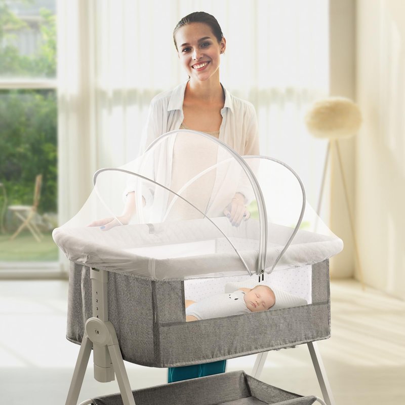 Bassinet Cover for Cats - Mosquito Net Cover for Bassinet Bedside Sleeper Travel Crib to Keep Cats Out - Breathable Baby Mosquito Net with 2-Way Zipper (White-Small)