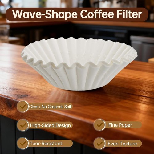 Bunn 100 Count Coffee Filters - Commercial Basket Filters for 8-12 Cup Brewers | Enhanced Brew Extraction, White Disposable Paper