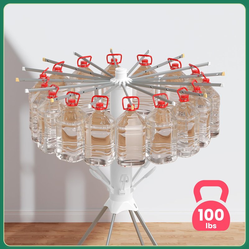 GBEER Clothes Drying Rack Foldable, 4-Legged Laundry Drying Rack Collapsible, Clothing Drying Rack with 4 Pulleys, 3-Tier Collapsible Drying Racks for Laundry and Shoes