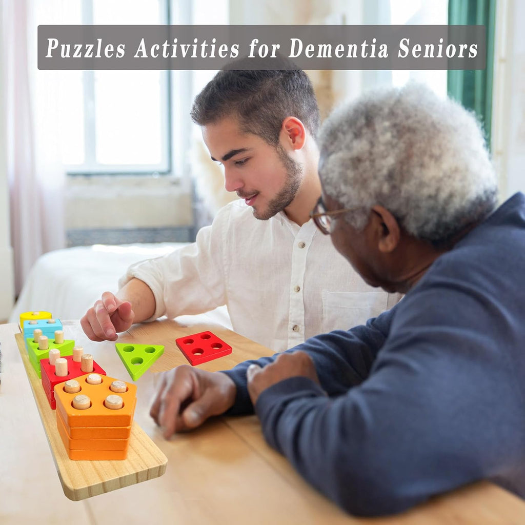 Regine Switzerland Wooden Puzzles | Cognitive Training Games for Seniors | Geometric Colors & Numbers
