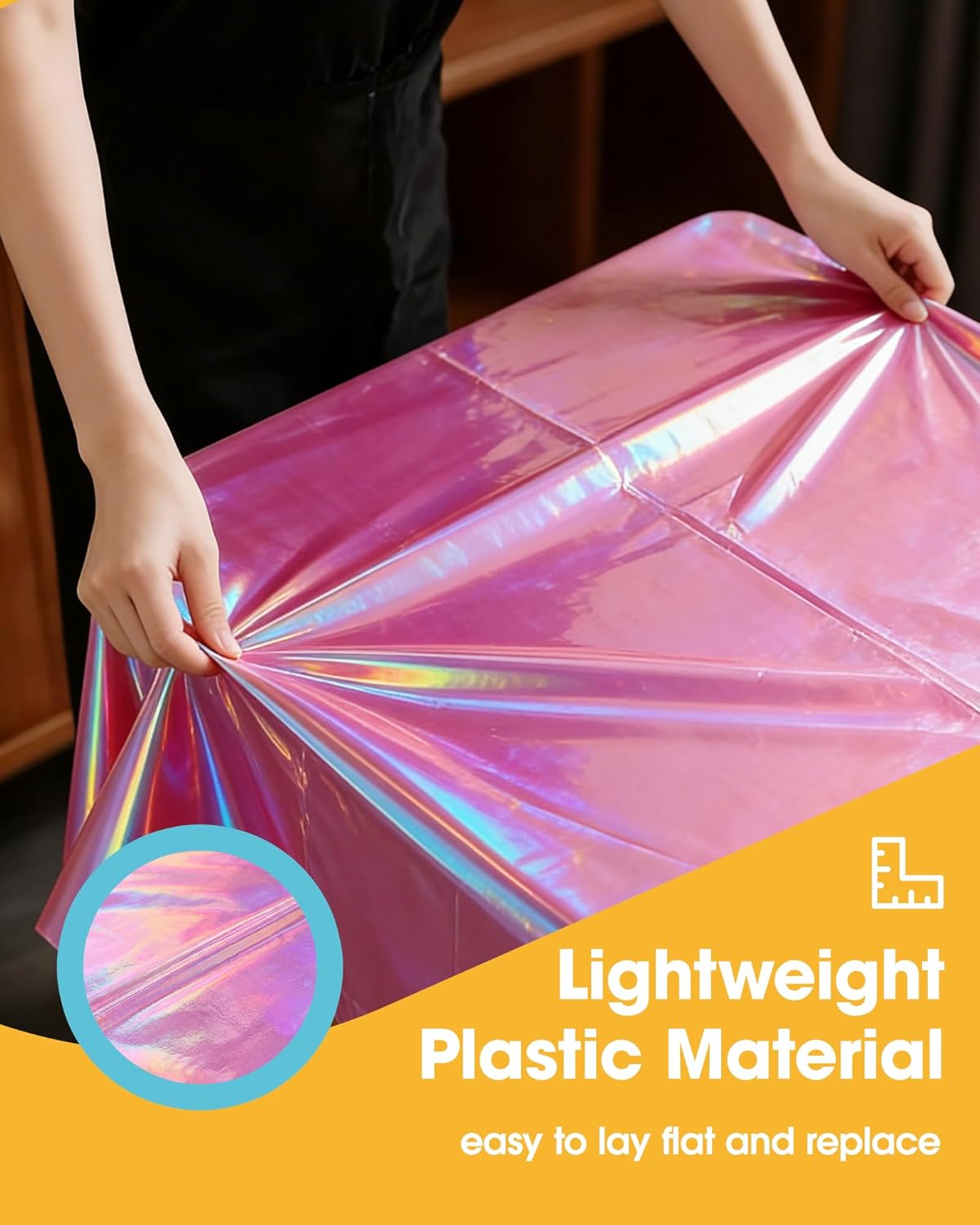 Niuara Iridescent Pink Table Cloth - 4 Pack Disposable 54" × 108" Rectangle Covers for Parties & Events