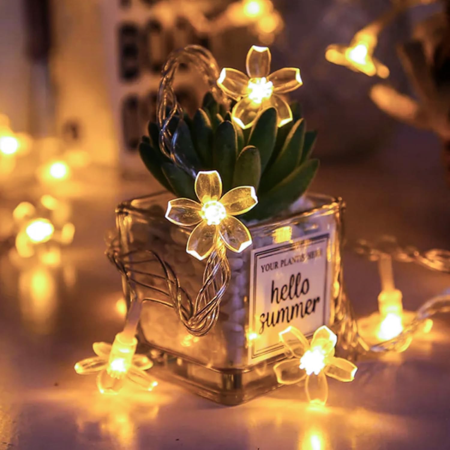 Skiennix Decorative Flower String Lights - 33ft 100 LED Soft Cherry Blossom Fairy Lights | Warm White for Bedroom, Patio, Wedding Decor