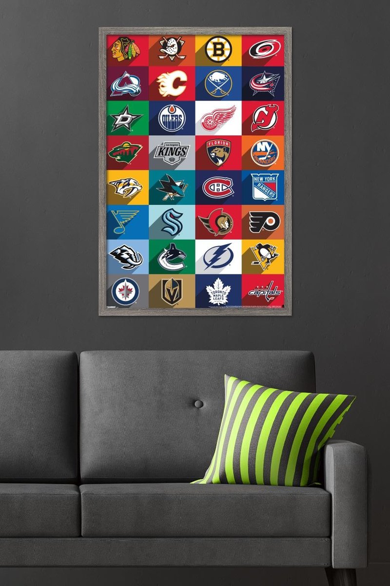 NHL League - Logos 25 Wall Poster, 34L" x 22.4W", Barnwood Framed Version