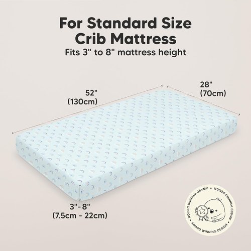 KeaBabies Organic Crib Sheets - 2-Pack Fitted Jersey Cotton for Baby Bed | Soft, Neutral Jolly Rainbow Prints, 52x28