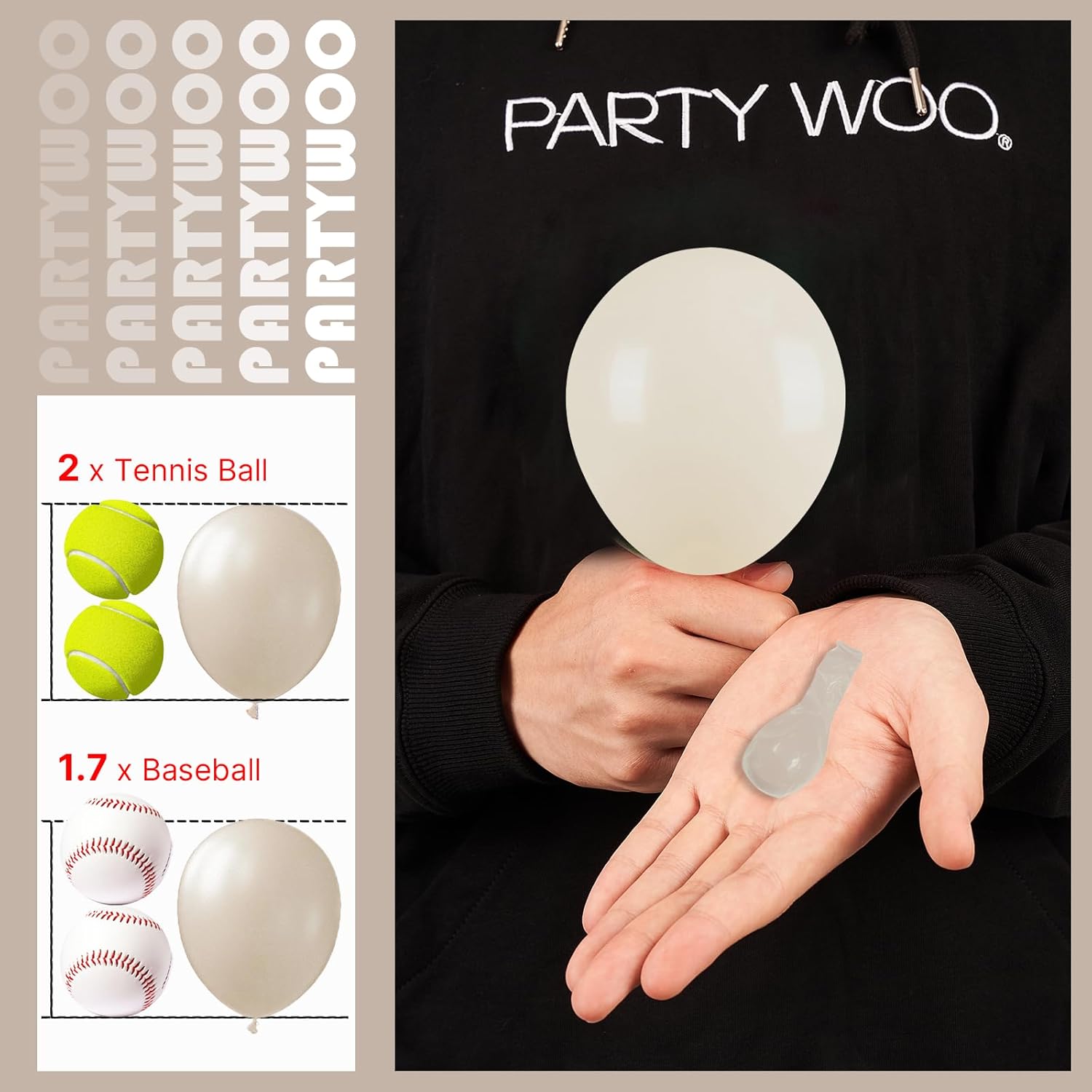 PartyWoo White Sand Balloons - 100pcs 5 Inch Off White Beige Latex for Weddings & Events