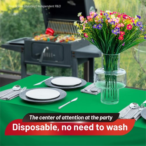 Airbin Plastic Table Cloth, 310 Ft X 54 in Plastic Table Cloth Disposable Green Tablecloth Premium PEVA with Any Cut Sliding Cutters Disposable Tablecloth for Picnics, Parties, Birthdays, Festivals