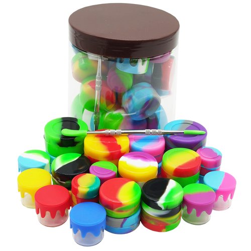 KUVIS 2ml 4ml 5ml 6ml 7ml Silicone Containers Concentrate Sealed Non-stick Jars For Sauces, Dressing, Creams, Cosmetics and Kitchen Multi-use (30PCS)