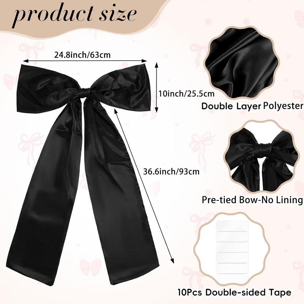 Phoaxul Large Black Bow - Elegant Satin Fabric Birthday Decorations | 24 X 36 in for Parties & Events