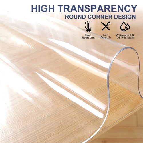 38x78 inch Clear PVC Table Cover Protector Plastic Tablecloth Crystal Desk Topper Cover Mat Tabletop Tablecloth Protector for Christmas Party/Banquet/Carnival Table Protector Rectangle Anti Scratch