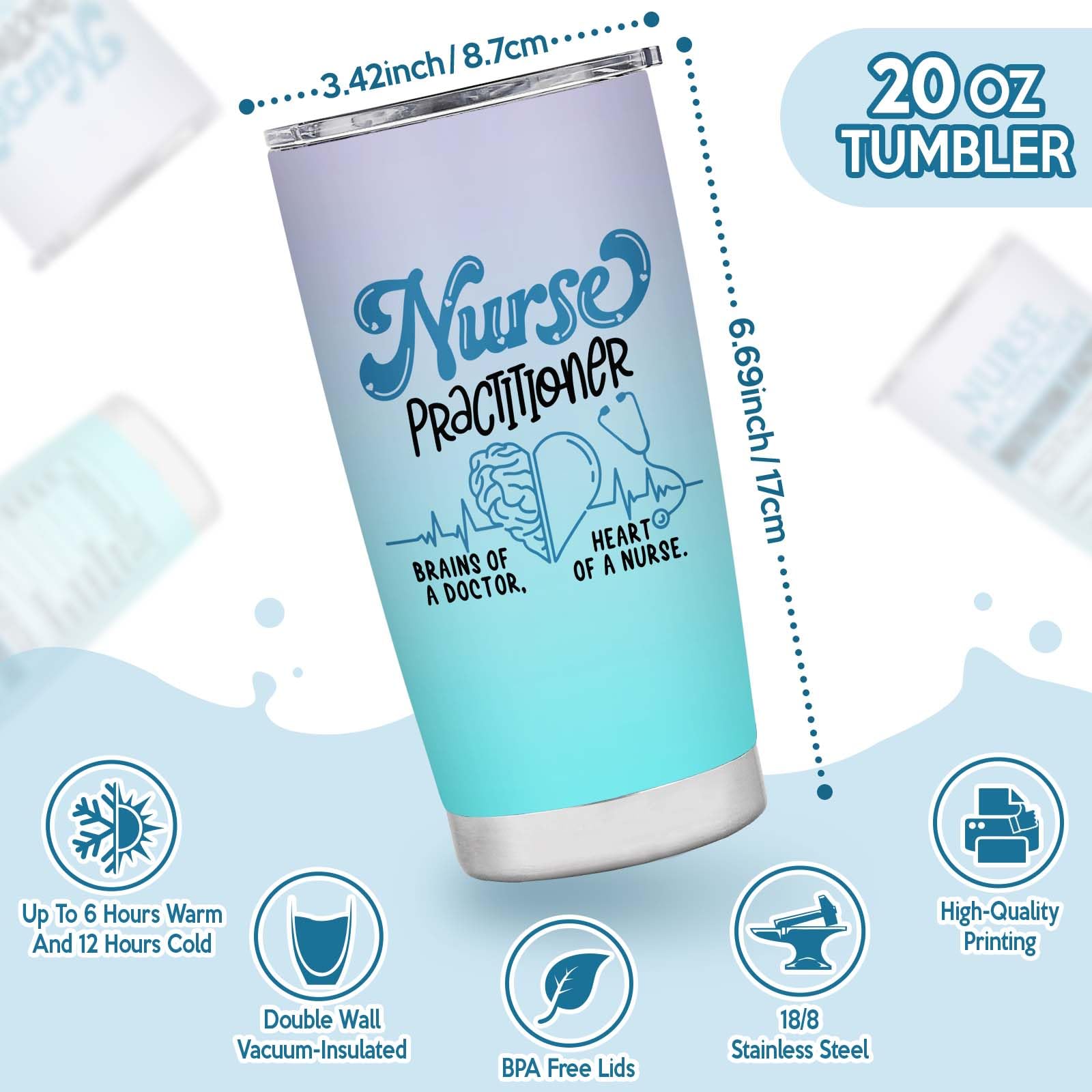 joytumbler Nurse Practitioner Gifts For Women Nurse Practitioner Week Gifts for NP Stainless Steel Tumbler With Lid 20OZ