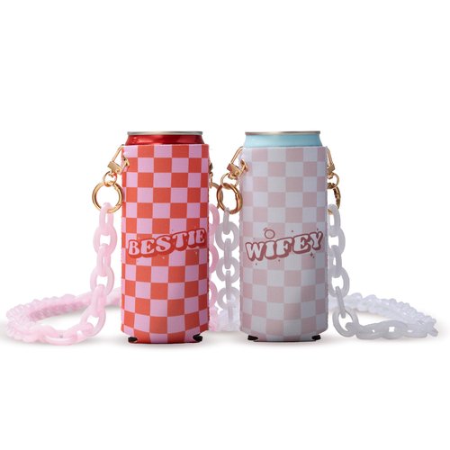 Checkered Slim Can Coolers Bachelorette Party Favors I Bachelorette Party Slim Can Cooler Holders Bridesmaid Slim Can Compatible I 10 pack