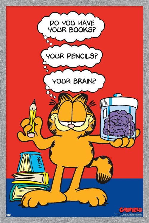 Garfield - Brain Wall Poster, 22.4L" x 14.7W", Gray Framed Version