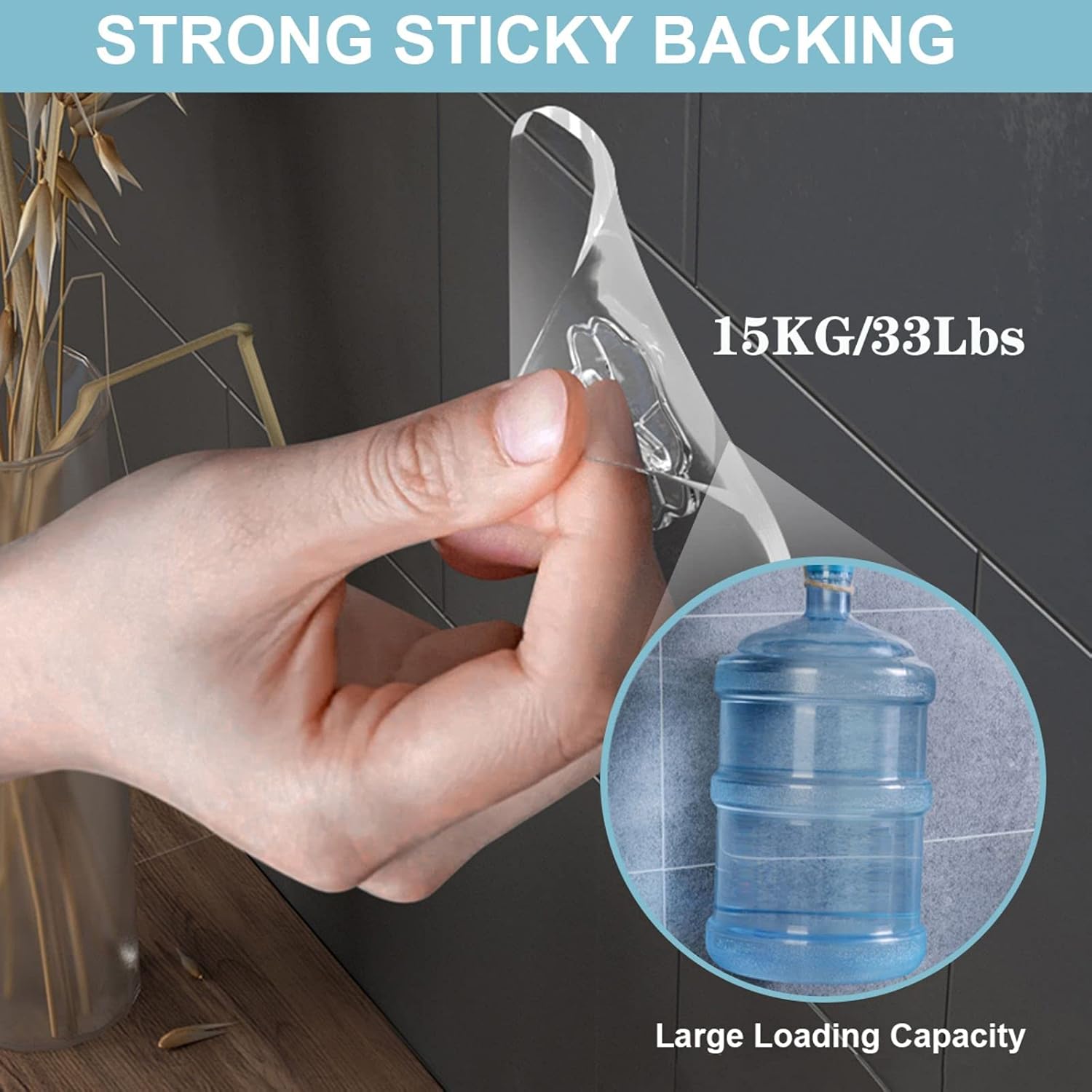 Skiennix Wall Hooks - Heavy Duty Adhesive, Waterproof & Oilproof, 33 lbs Max Capacity | 10 Pack