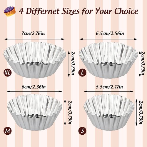 ISKYBOB 20 Pack Egg Tart Pans, 2.4 x 0.8in Mini Metal Cupcake Pans Pie Cookie Muffin Tins Reusable Baking Mold Cups