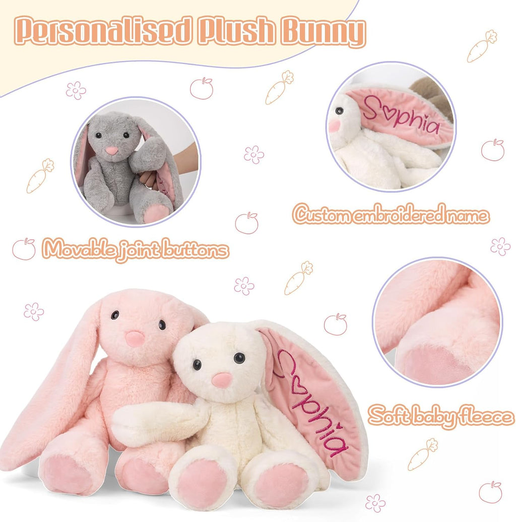 Personalized Bunny Plush - Custom Stuffed Animal with Embroidered Name | Perfect Gift for Babies & Toddlers