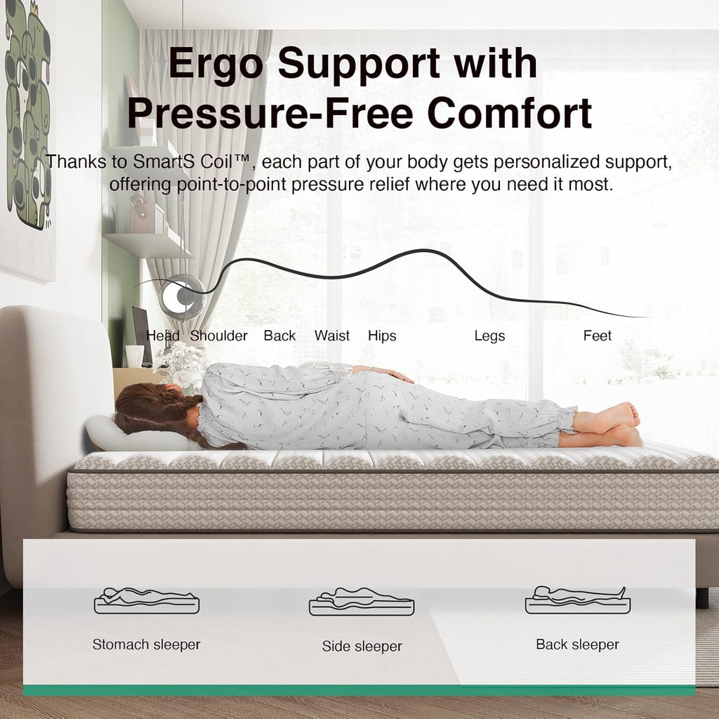 Novilla Twin Mattress - 6 Inch Medium Plush Hybrid Mattress with Smarts™ Coil for Pressure Relief | CertiPUR-US Certified