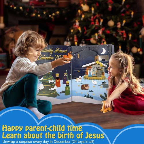 **Nativity Advent Calendar 2026 - 24-Day Christmas Countdown Set for Kids | Perfect for Ages 1-5+**