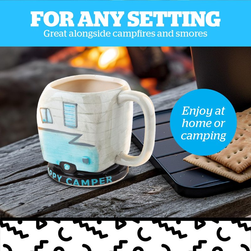 BigMouth Inc Happy Camper Mug, Cute Novelty Ceramic Mug for Outdoor RV Camping Enthusiasts, Gift for Men Women Mom Dad