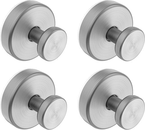 Bntuk Suction Cup Hooks - Removable Bathroom Towel Hooks for Shower & Glass - 4 Pack, Silver