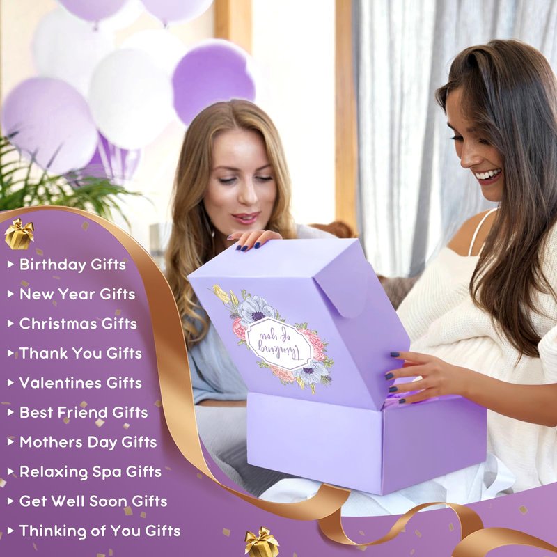 Get Well Gifts for Women, Thinking of You Gift Basket, Unique Self Care Package Relaxing Spa Gift Set, Birthday Gifts Box for Woman, Stocking Stuffers Christmas Gifts for Women Teens Adults, Purple